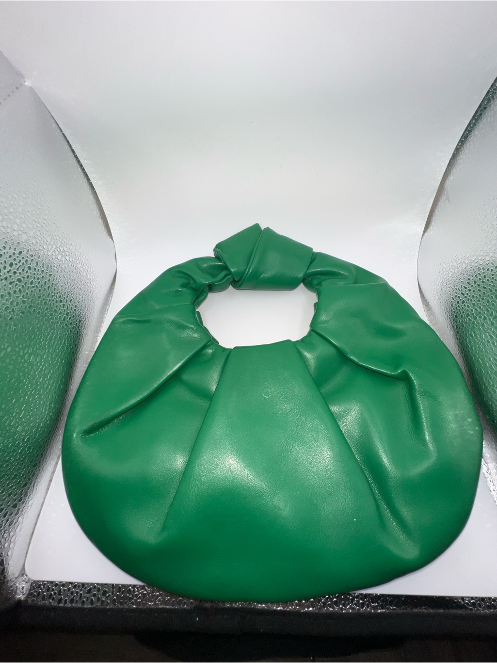 Vibrant Green Faux Leather Knot Bag